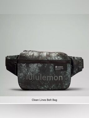 🦄🍋 RARE LIKE NEW Lululemon Clean Lines 2L Belt Bag in Ink Vapor Ice Grey Multi